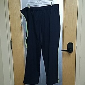 Navy Track Pants with Green and Blue Stripe
